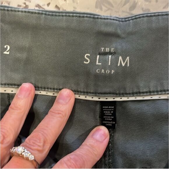 WHITE HOUSE BLACK MARKET | green slim high rise crop pants 2 - Picture 4 of 8